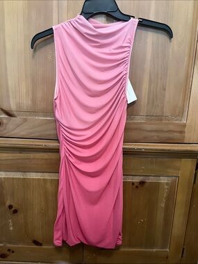 Altar'd State Pink Ruched Midi Dress